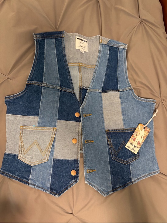 Wrangler Jackets & Blazers - Wrangler Patchwork Denim Vest - Multi Blue Tones